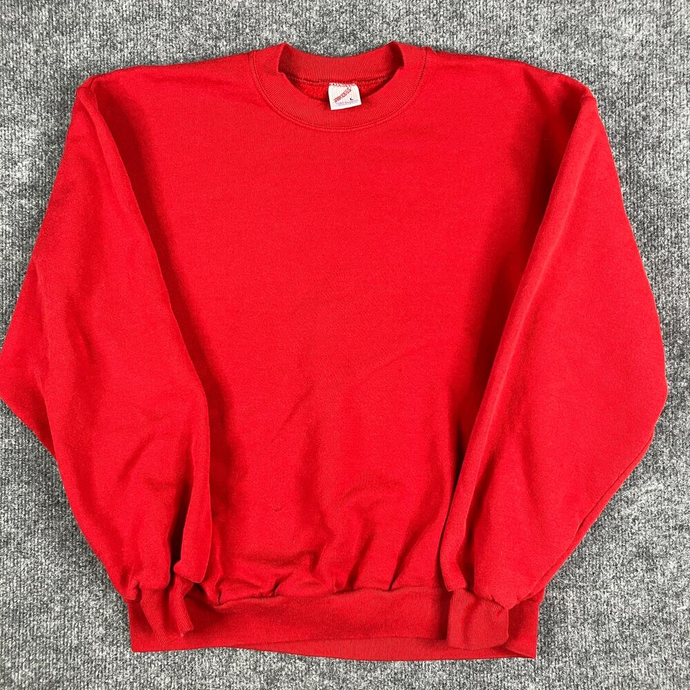 Jerzees Sweatshirt Mens Size Large Red‎ Pullover Fleece Crewneck Vintage